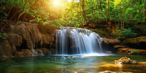 Cascade Water Falling Height tranquility natural beauty peaceful sunny light background