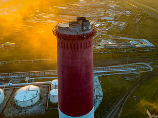 power plant against the backdrop of the rising sun.