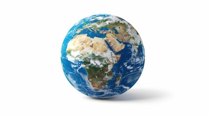 Planet Earth globe, isolated on white. Geography of the world from space, focused on Europe and Africa