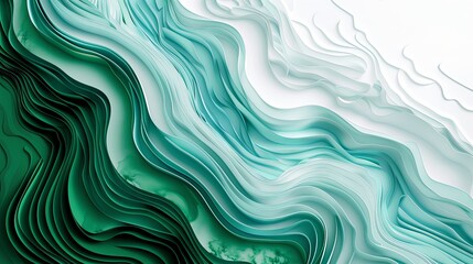 Obraz premium Emerald Gradient Organic and Flowing Forms with Multi-Layered Nostalgic Charm in Raw Style. Captivating Abstract Art Showcasing Depth, Texture, and Harmonious Color Transitions.