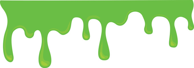 Green poison dripping border. Slime cartoon drops