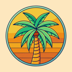 Obraz premium Palm tree symbolizing summer art vector illustration