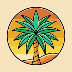 Palm tree symbolizing summer art vector illustration