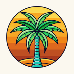 Palm tree symbolizing summer art vector illustration