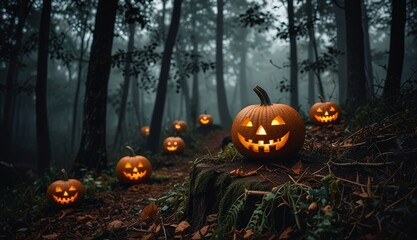 Spooky Halloween Night in the Woods