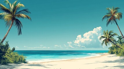 Palm Trees Frame a Pristine Tropical Beach