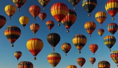 Obraz premium Vibrant Hot Air Balloons in Blue Sky