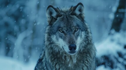 Obraz premium Close up view of a ferocious wild wolf's face.