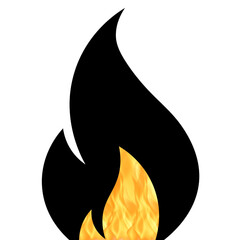 Black Flame Icon with Fire Detail