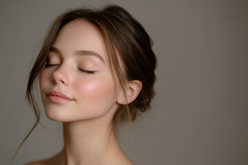 Fototapeta premium A close up of a girl's face with her eyes closed