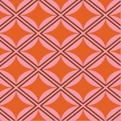 70's Retro Seamless Pattern. 60s and 70s Aesthetic Style, 1970s retro groovy repeat pattern, 1960s, geometric retro pattern in orange, pink and brown