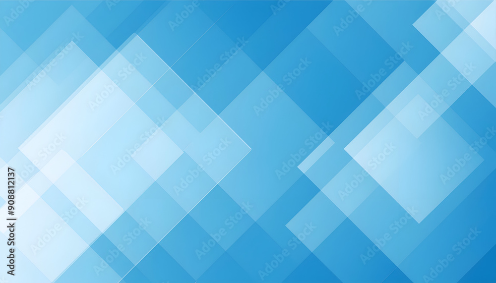 Poster abstract blue background with overlapping transparent geometric shapes and varying opacity levels