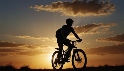 Obraz premium Silhouette of a Biker at Sunset