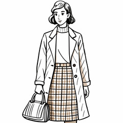 A woman nurse standing art vector illustration