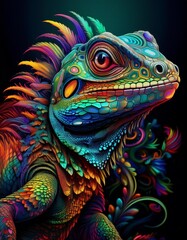 Obraz premium Psychadelic theme Lizard. Spirit Animal guide illustration
