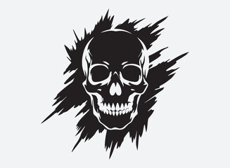 Blood skull  silhouette, skull logo, vector illustration isolated on white background.