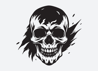 Blood skull  silhouette, skull logo, vector illustration isolated on white background.
