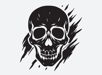 Blood skull  silhouette, skull logo, vector illustration isolated on white background.