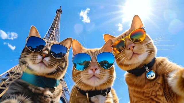 Meow at the Eiffel Tower - funny cat