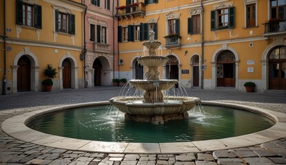 Naklejka premium Charming Fountain in Historic Square