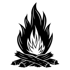 Wood fire art vector illustration