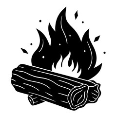 Wood fire art vector illustration