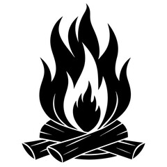 Wood fire art vector illustration