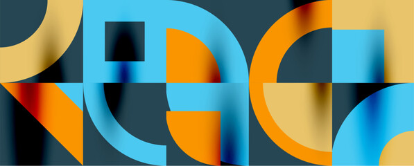 Obraz premium Neo memphis geometric pattern with circles, squares. Pop art abstract background for covers, banners, flyers and posters and other templates