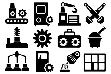 Industrial equipment icon set Stock set art vector illustration