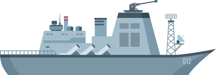 Obraz premium Armed ship icon. Color battleship. Nautical transport