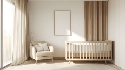 Pokój niemowlęcy, szablon, mockup, pokój dziecka, łóżeczko, plakat mockup 