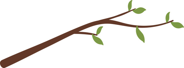 Plant branch with green leaves. Color nature icon