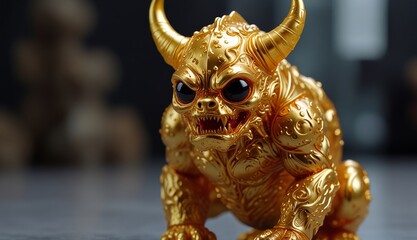 Obraz premium Golden Monster Figurine Art