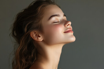 Fototapeta premium A close up of a girl's face with her eyes closed