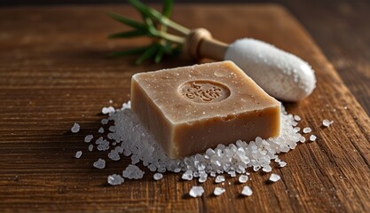 Natural Soap on Wooden Table