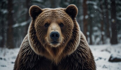 Fototapeta premium Majestic Grizzly Bear in Snow