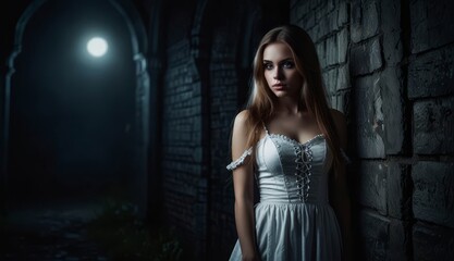 Naklejka premium Mysterious Beauty in Moonlight