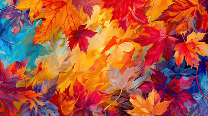 Colorful Autumn Foliage Symphony of Leaves in Fiery Hues Background AI Generative