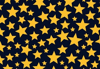 Gold Star Seamless Pattern: Geometric Background, Vector Icons in Modern Flat Style for Graphic Design