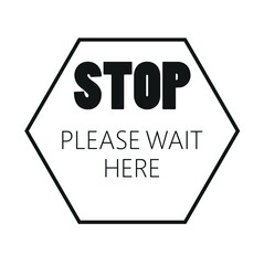  Please wait here red and white vector icon sing.