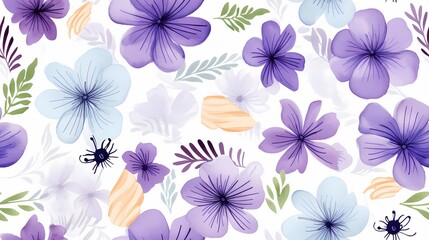 Obraz premium A vibrant, watercolor floral pattern featuring colorful leaves and petals.
