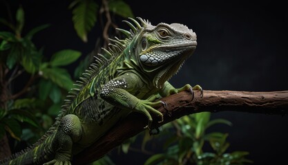 Fototapeta premium Majestic Iguana Amidst Lush Greens
