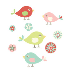 bird, cartoon, animal, vector, illustration, cute, set, nature, birds, spring, art, design, icon, love, wing, colorful, funny, twitter, feather, drawing, 