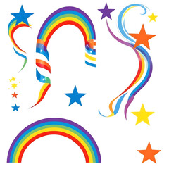 Obraz premium Colorful rainbow wave lines stars kids collection background 4