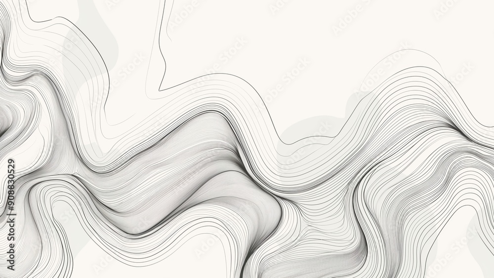 Sticker Artistic wavy line abstract background with white background