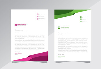 Creative modern letterhead design template with pink and green color. Corporate letter head design templates for your business, company and project. Vector letterhead design.