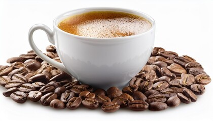 Freshly Brewed Coffee Cup Isolated on White Background, Clipping Path, Full Depth of Field