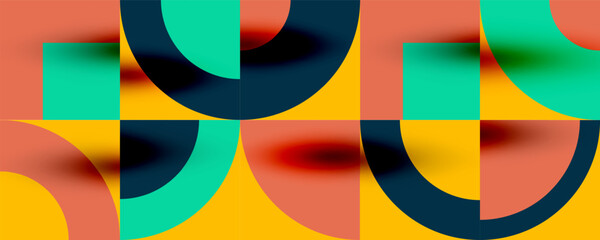 Fototapeta premium Neo memphis geometric pattern with circles, squares. Pop art abstract background for covers, banners, flyers and posters and other templates
