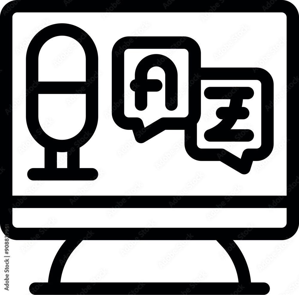 Poster language learning app translating words from different alphabets on a desktop computer
