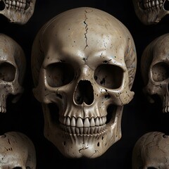 Obraz premium Intricate Close-Up of Human Skull: High-Resolution Photo Capturing the Details and Texture of Bone Structure for Medical, Educational.